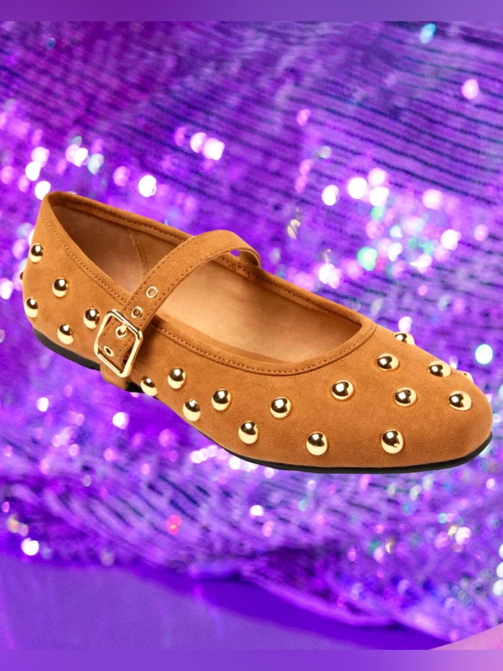 🆕Universal Thread Women’s Cognac Brown “Penny” Studded Mary Jane Flats⭐️⭐️Sz: 11